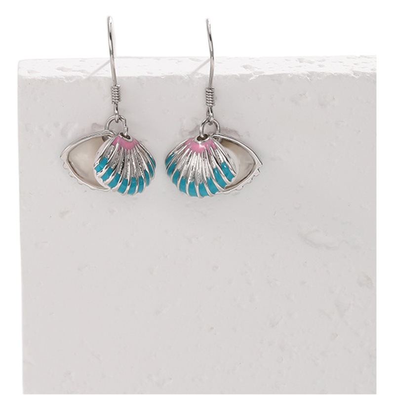 S925 plata de ley pendientes de perlas de vitrina moda de las mujeres Corea del Sur elegante nicho diseño de alto grado pendientes de concha