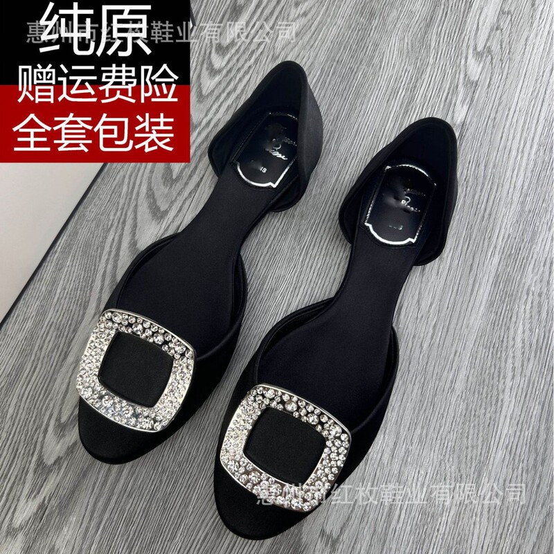 2025 new rv small waisted shoes side empty round head rhinestone square buckle ballet comfortable flat women's shoes wedding shoes 2025 new rv small waisted shoes side empty round head rhinestone square buckle ballet comfortable flat women's shoes wedding shoes