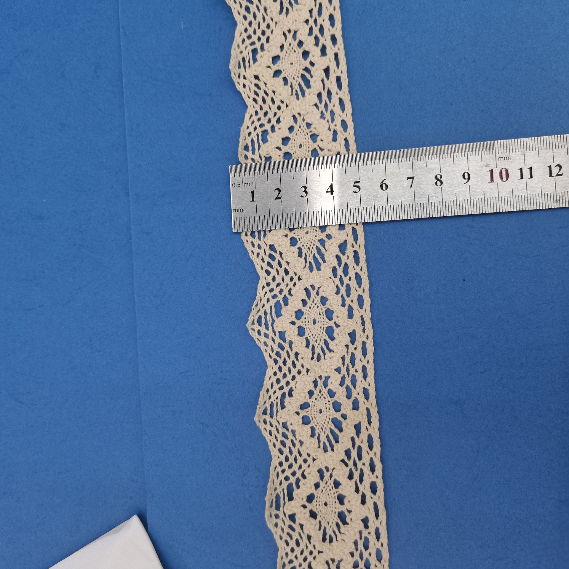 棉线蕾丝花边5厘米宽服装辅料配料现货菱形眼睛波浪尖牙