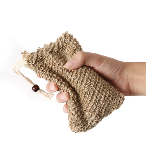 Hemp Soap Bag Facial Cleanser Scrubbing Mesh Soap Bag Green Plant Fiber Handmade Soap Foaming Net Storage Bag