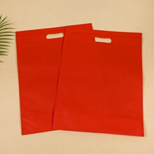定做红色无纺布袋旅游景区饰品店手提袋平口压痕无纺布袋可印logo