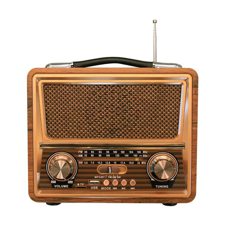 Exportación transfronteriza de radio multifuncional de madera retro altavoz bluetooth de tres bandas con tarjeta USB TF