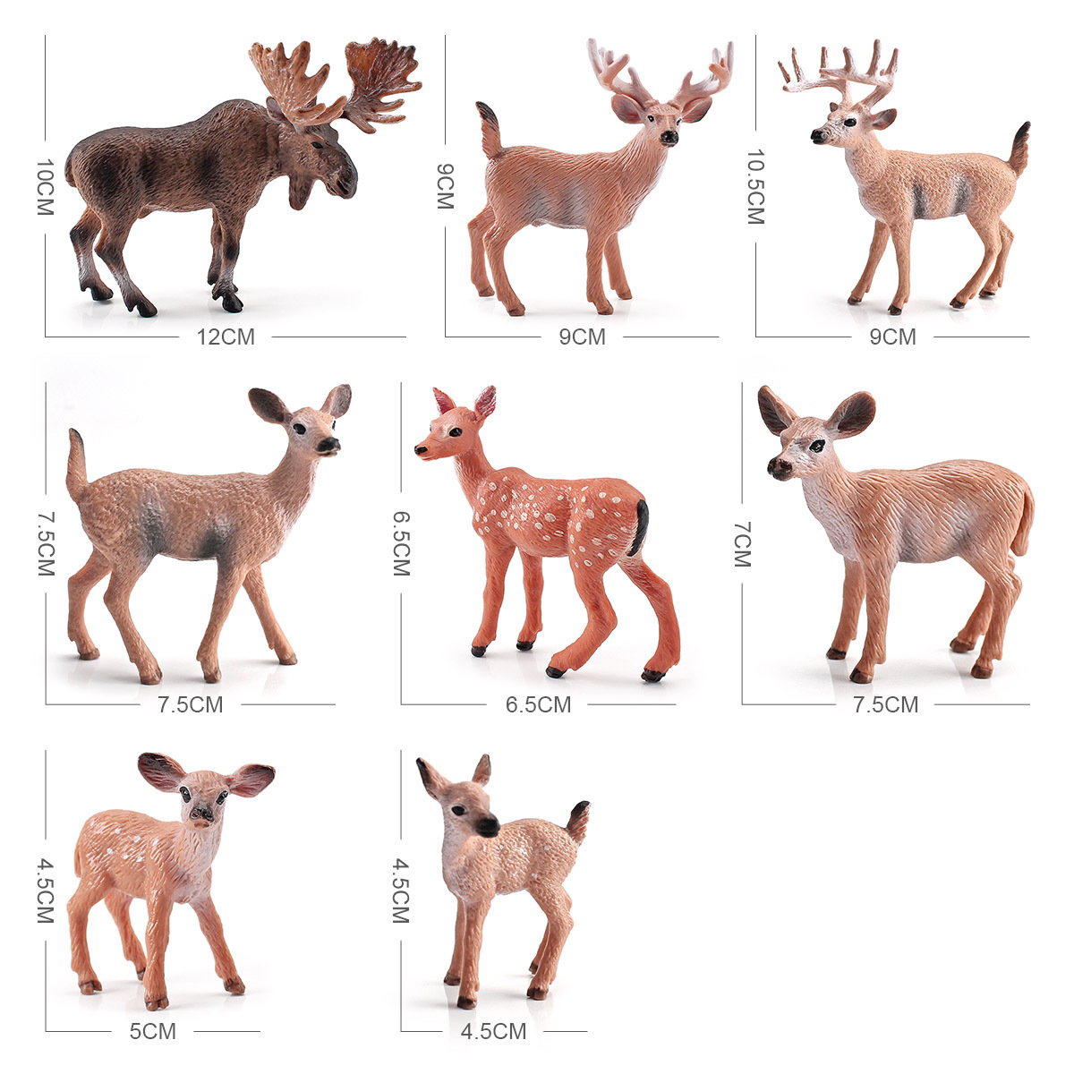Transfronterizo de simulación de exportación mini macho alce Sika ciervo cola blanca ciervo bosque animal ciervo modelo decoración adornos
