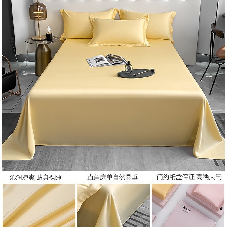 Sábanas de verano de seda de una sola pieza de color sólido dormitorio doble individual seda de hielo funda de edredón desnuda funda de almohada de edredón de tres piezas