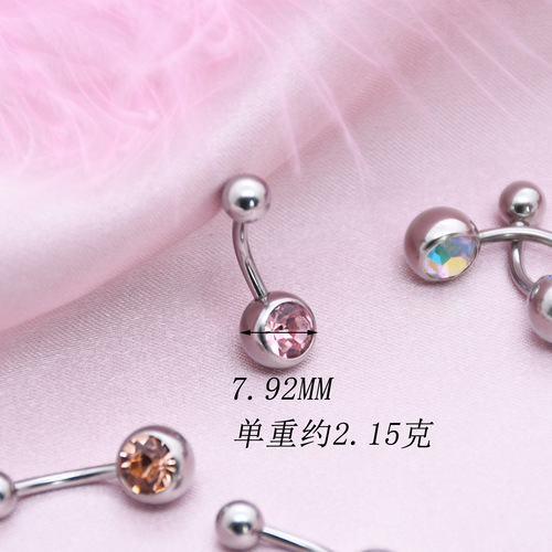 Cross-border supply of stainless steel diamond-encrusted European and American hotties navel nails and navel rings sexy body piercing piercing jewelry wholesale