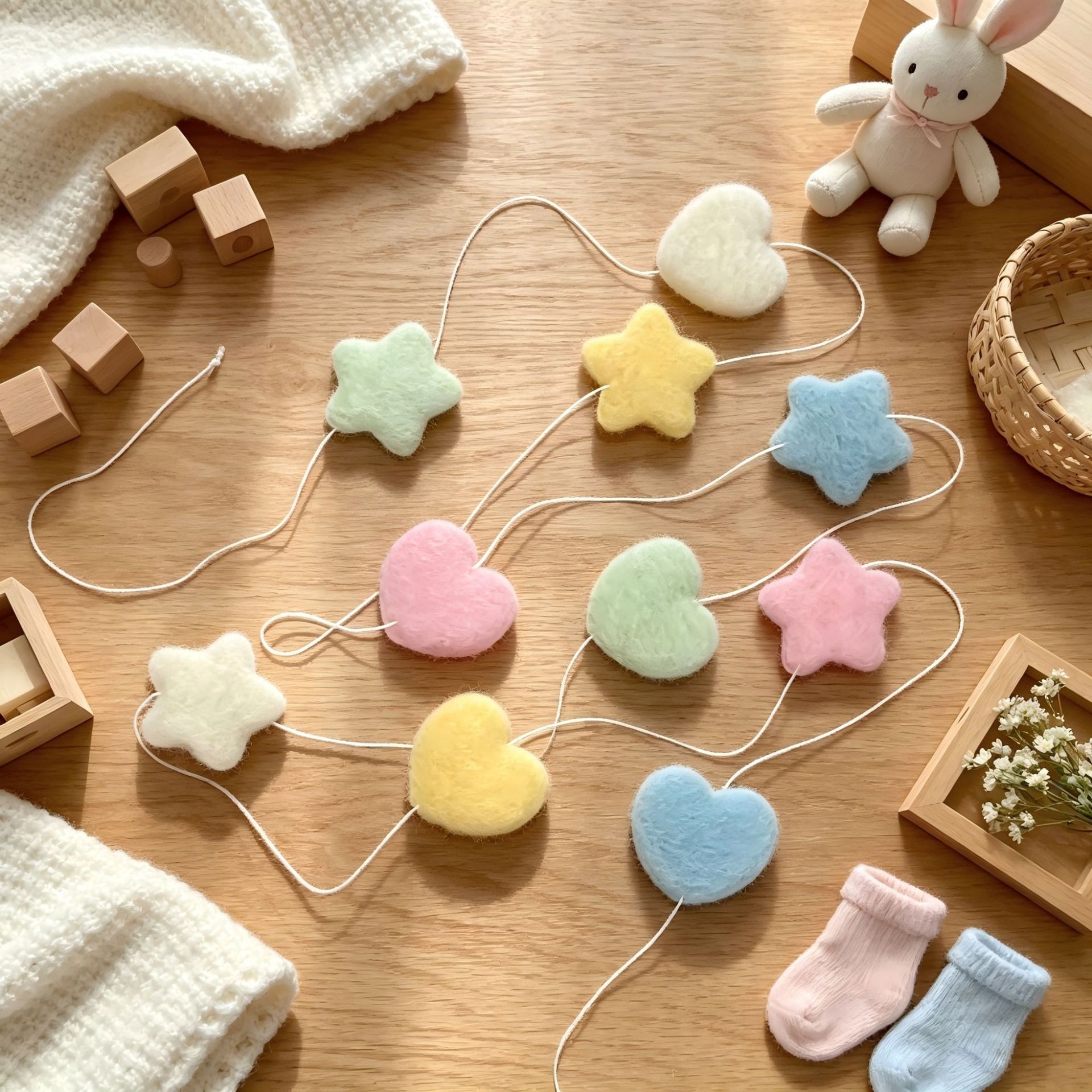 10 stars and hearts with a diameter of 5cm for vertical hanging