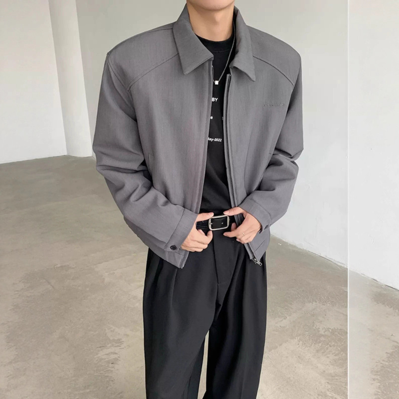 Cleanfit Short Padded Shoulder Jacket for Men, Spring and Autumn High-End Stylish Trendy Brand Blazer with a Baseball Collar