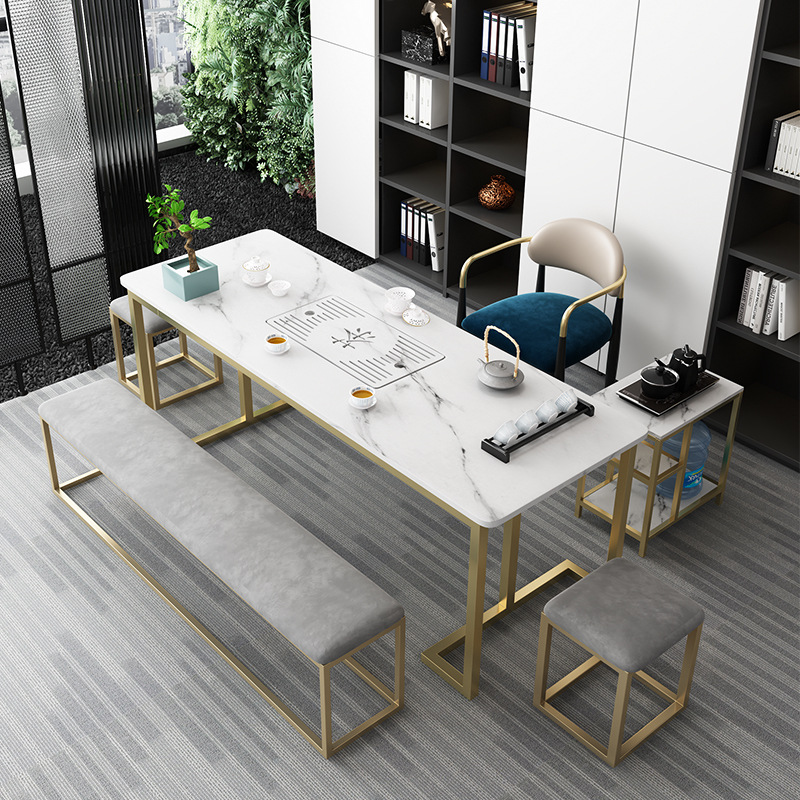 Simple modern rock plate tea table integrated suit office coffee table balcony kung fu small tea table Tea Table Table and Chair combination