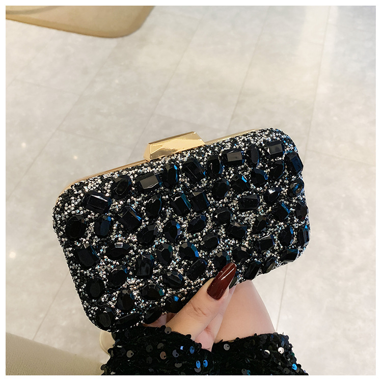 New cross-border full-diamond shiny bags, diamond-encrusted clutch bags, dinner bags, wedding banquet bags, party bags, small square bags and women's bags undefined