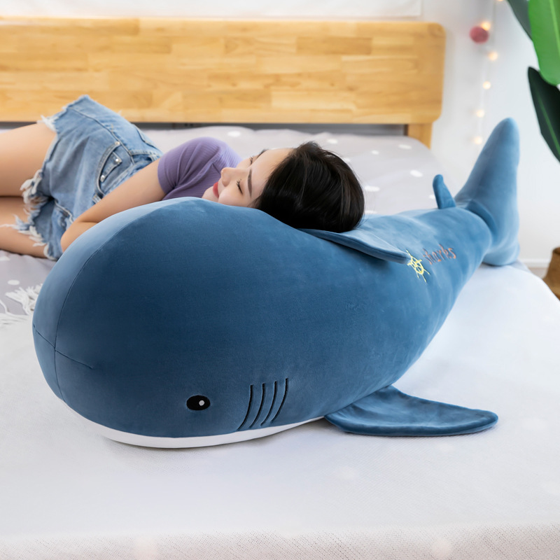 卡通软萌海洋动物鲨鱼海豹海豚公仔毛绒玩具床上睡觉玩偶抱枕代发