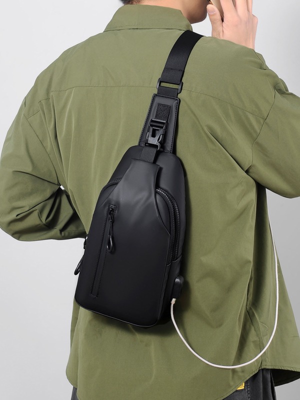 Strict Selection of Cross-border New Fashion Shoulder Bag USB European and American Trend Crossbody Bag Leather Film Water-repellent Outdoor Small Satchel