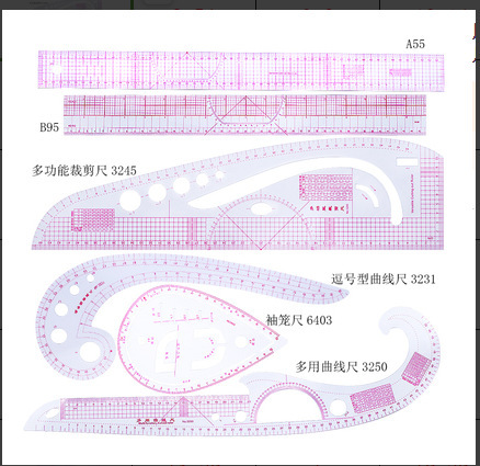 Diseño de ropa Regla de fabricación de patrones Regla de patrones Regla de patchwork Regla de corte Regla de corte Regla de arco Regla suave Regla de coser