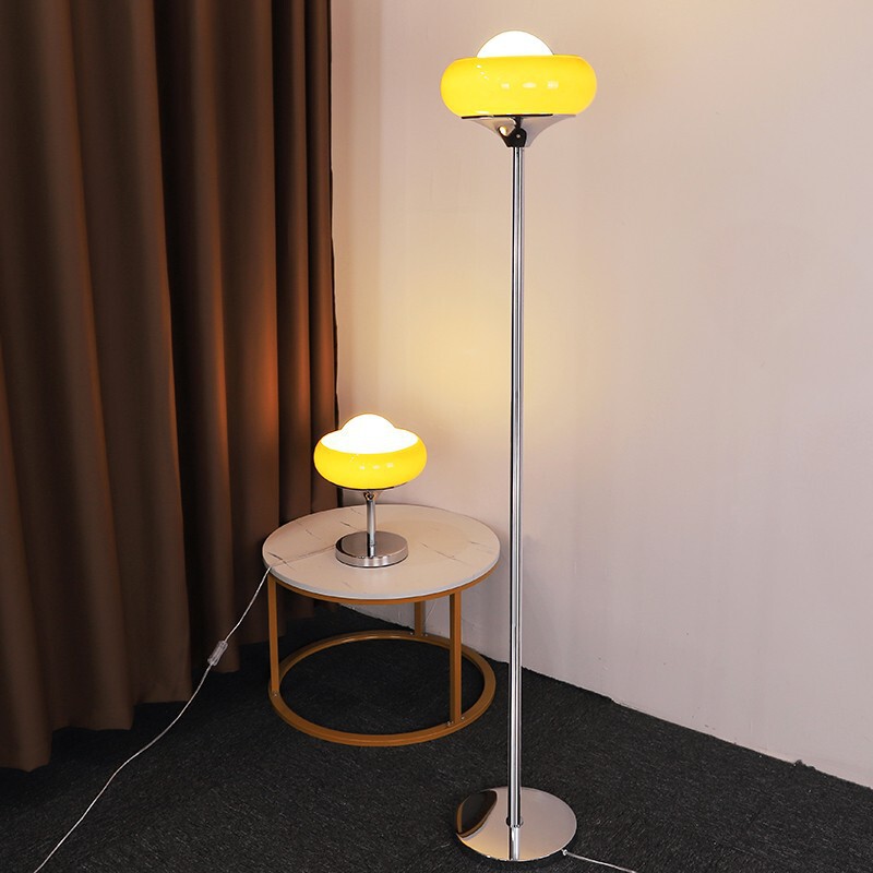 Living Room Sofa Corner Glass Lampshade Bauhaus Floor Lamp Decorative Vertical Table Lamp Bedroom Internet Celebrated Egg Tart Floor Lamp