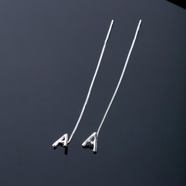 Shiai original s925 plata esterlina oído líneas inglés 26 letras cadena de la oreja moda todo-fósforo oído espárragos multi-color generación