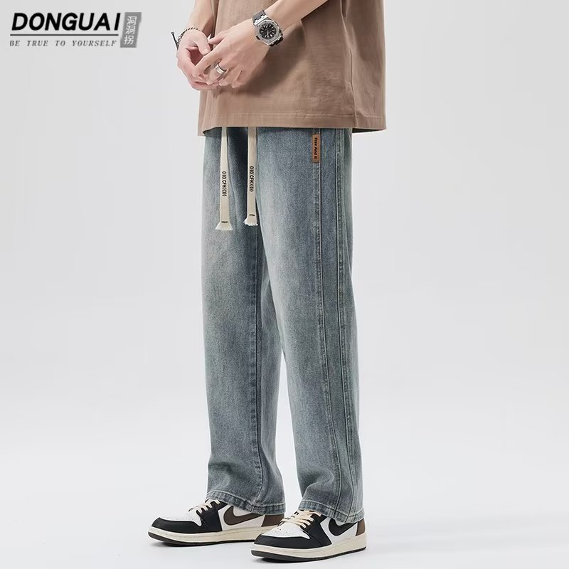 Vintage jeans para hombre 2024 otoño e invierno nuevo estilo recto marea marca de pierna ancha americana calle alta salvaje pantalones casuales