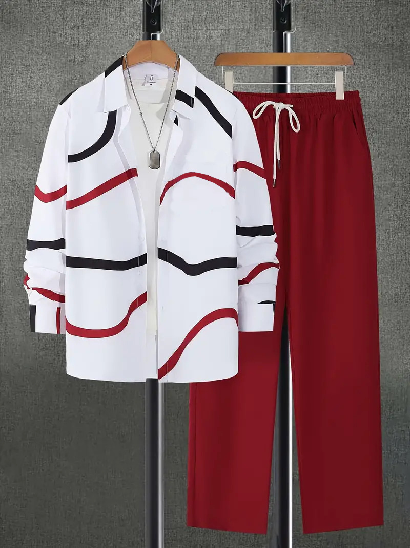 American Cross-border 2024 nueva línea de tendencia de moda casual camisa de manga larga pantalones traje MB12 ML4