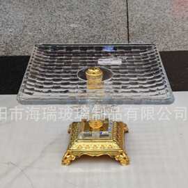 欧式莲花底座高级玻璃果盘轻奢透明家用客厅茶几糖果糕点摆盘摆件