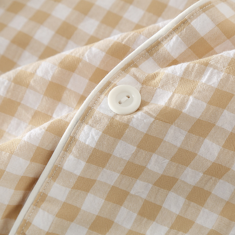 Baumwolle Plaid Design männer Hosen Pyjamas Homewear Anzug für Herbst Dünne Kurzarm Hosen Plaid Homewear Pyjamas Männer – Detail 32