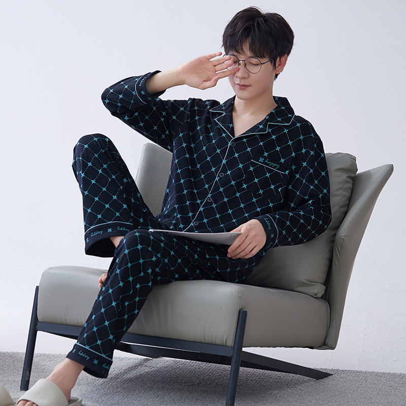 Pijamas de hombre primavera y otoño de algodón puro 2023 nuevos hombres de manga larga resistente ropa para el hogar Otoño e Invierno