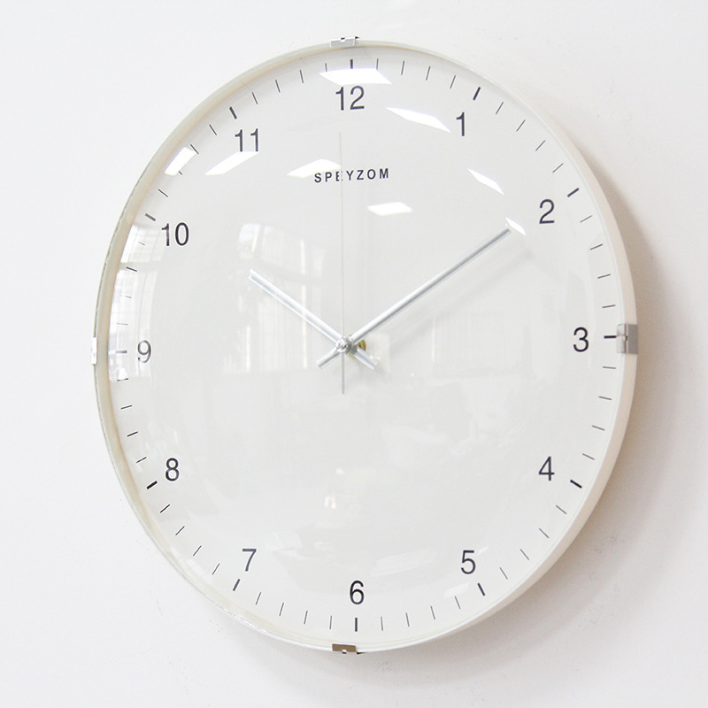Japan's Simple Modern Digital Clock13-inch Arched Glass Iron Buckle Clock Silent Round Bedroom Wall Clock