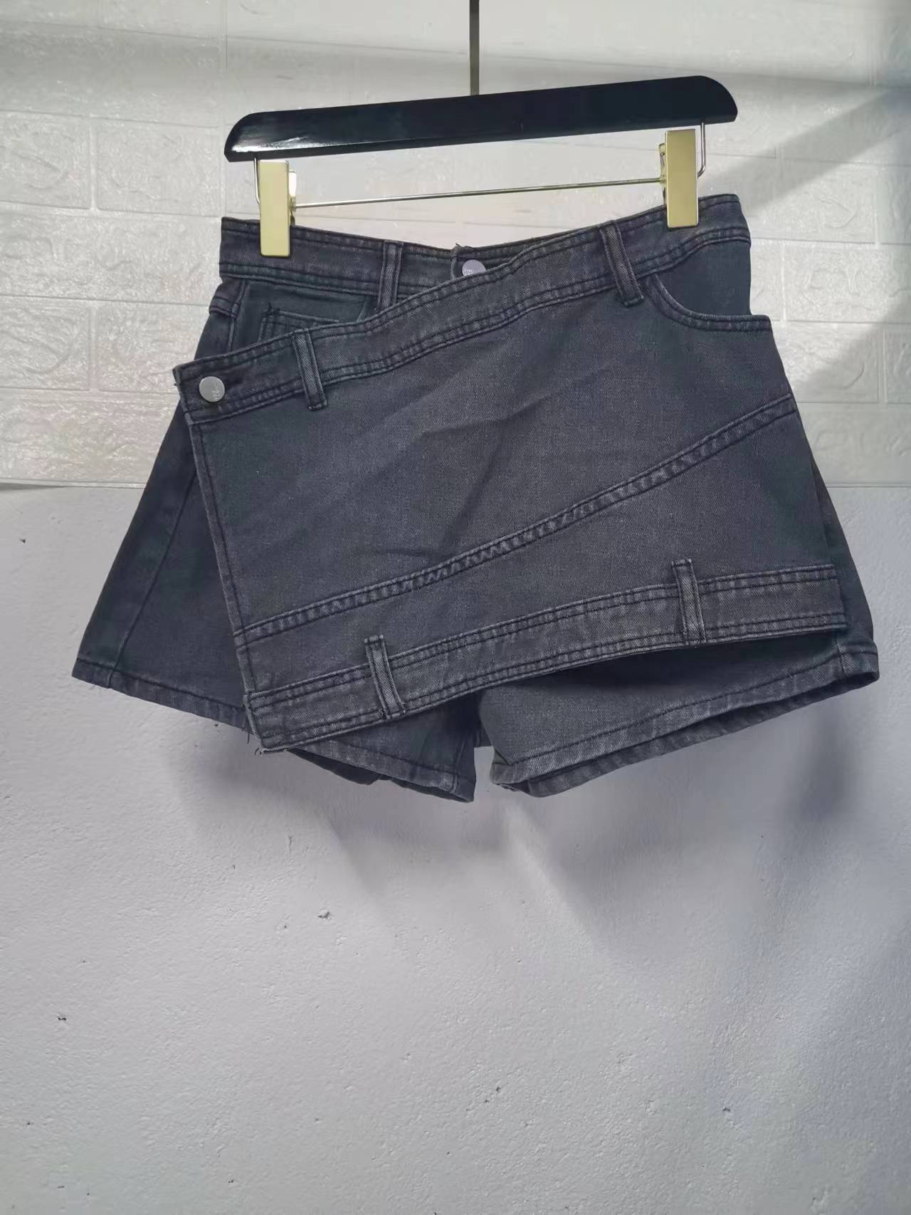 Women's High Waist A-line Denim Skort Summer Casual Wide Leg_voghion.com