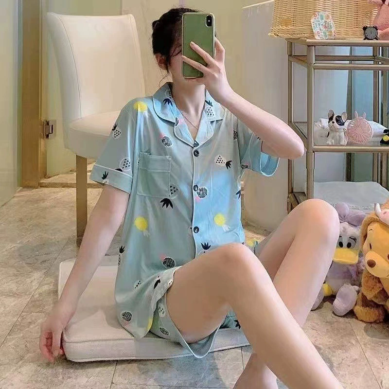 Pijama, cute set for students, thin summer cardigan, oversize