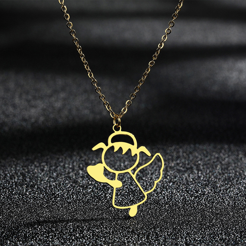 New stainless steel angel pendant necklace Angel necklace for her gift simple pendant necklace jewelry