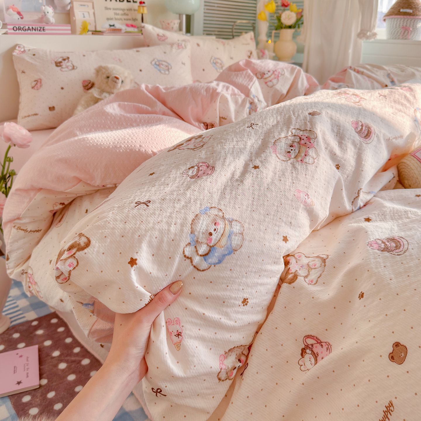 Una clase de cuatro piezas de madres y bebés de grado nuevo ultra suave sábanas de algodón cubierta de cubierta dormitorio de estudiantes camas de tres piezas