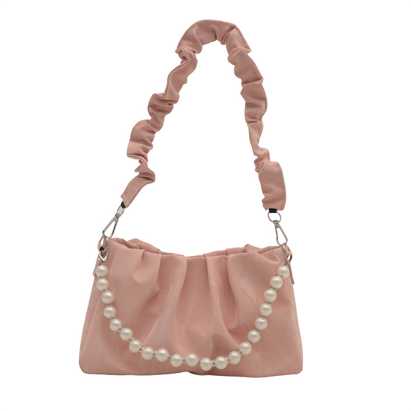 2024 nuevo bolso de mano de cadena de perlas nicho diseño plegable bolso de nube debajo de la axila red de marea roja bolso de mochila