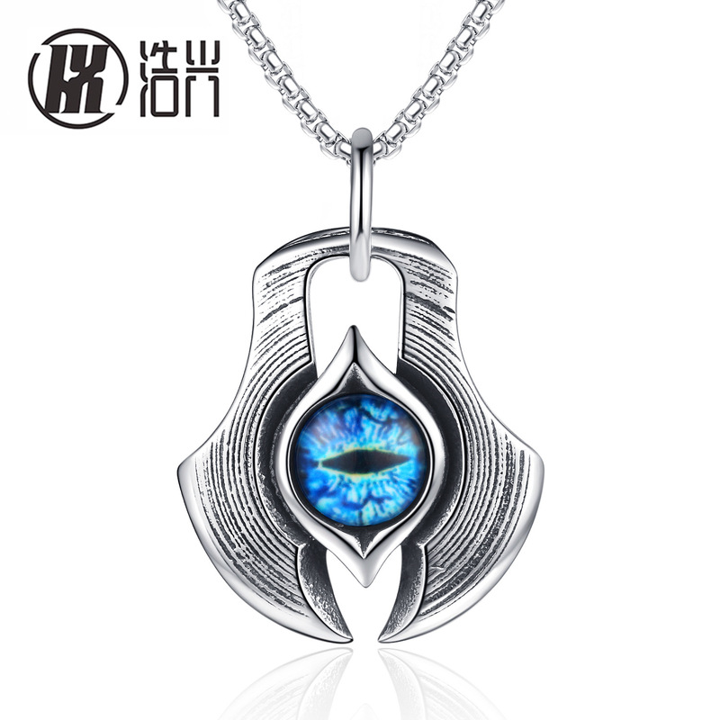 European and American titanium steel devil's eye necklace men's cross-border e-commerce hot selling sweater chain high sense of foreign trade supply accessories