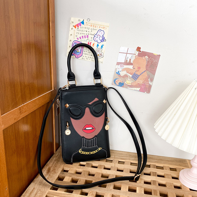 345g Weight Cotton Lining Material Sewing Thread Fashion Element Zipper Closure Type Single Shoulder Strap Strap Type Crossbody Bag Bags Type Casual, Shopping Occasion Pu Leather Material Human Pattern All Seasons Season Women's Gender Streetwear Style Square Shape Medium Size Women's Medium Pu Leather Human Streetwear Sewing Thread Square Zipper Crossbody Bag 79