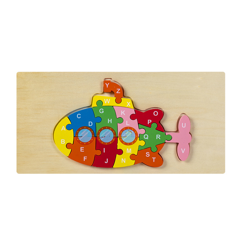 Rompecabezas para niños transfronterizos Animales cognitivos digitales dibujos animados rompecabezas tridimensional educación temprana para bebés iluminación juguetes de madera al por mayor