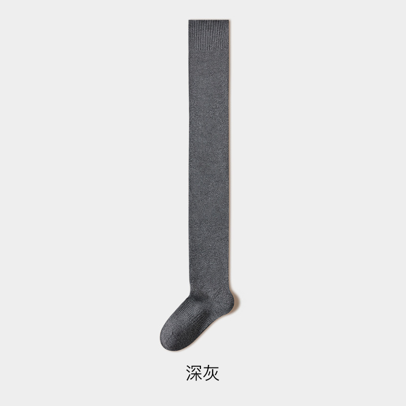 超长压力过膝袜女秋冬加长加厚保暖防滑jk大腿袜灰色高筒护膝棉袜|undefined