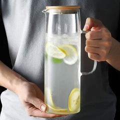 シンプルな透明なストレート冷水ポット家庭用耐高温大容量冷水ポット高ホウ素シリコン飲料ジュースポット