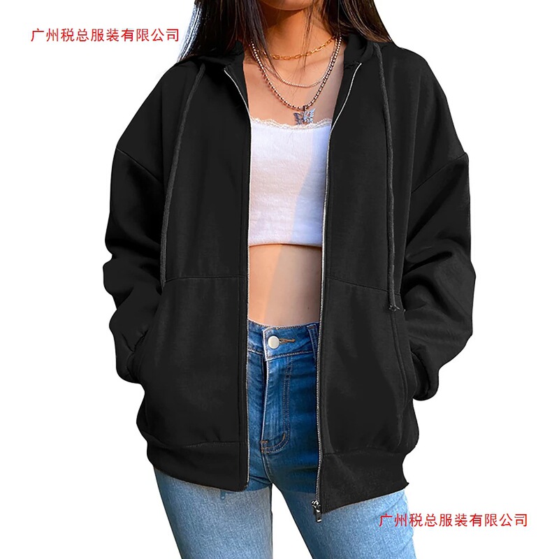 2025 Women's Sweatshirts Zipper Cardigan Sweatshirt Fashion Casual Multi-Purpose Solid Color Coat Fitness Sports Jogging