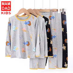 Children's Autumn Set of Top and Bottom for Boys, Middle and Large Children, Innerwear Set, Spandex Cotton, Elastic Homecoming Pajamas