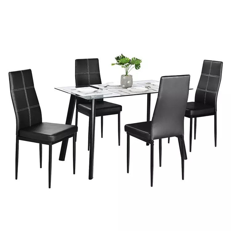 Mesa de comedor de vidrio largo de exportación transfronteriza sala de estar doméstica de 4 personas 6 personas mesa de comedor de vidrio templado rectangular de comercio exterior