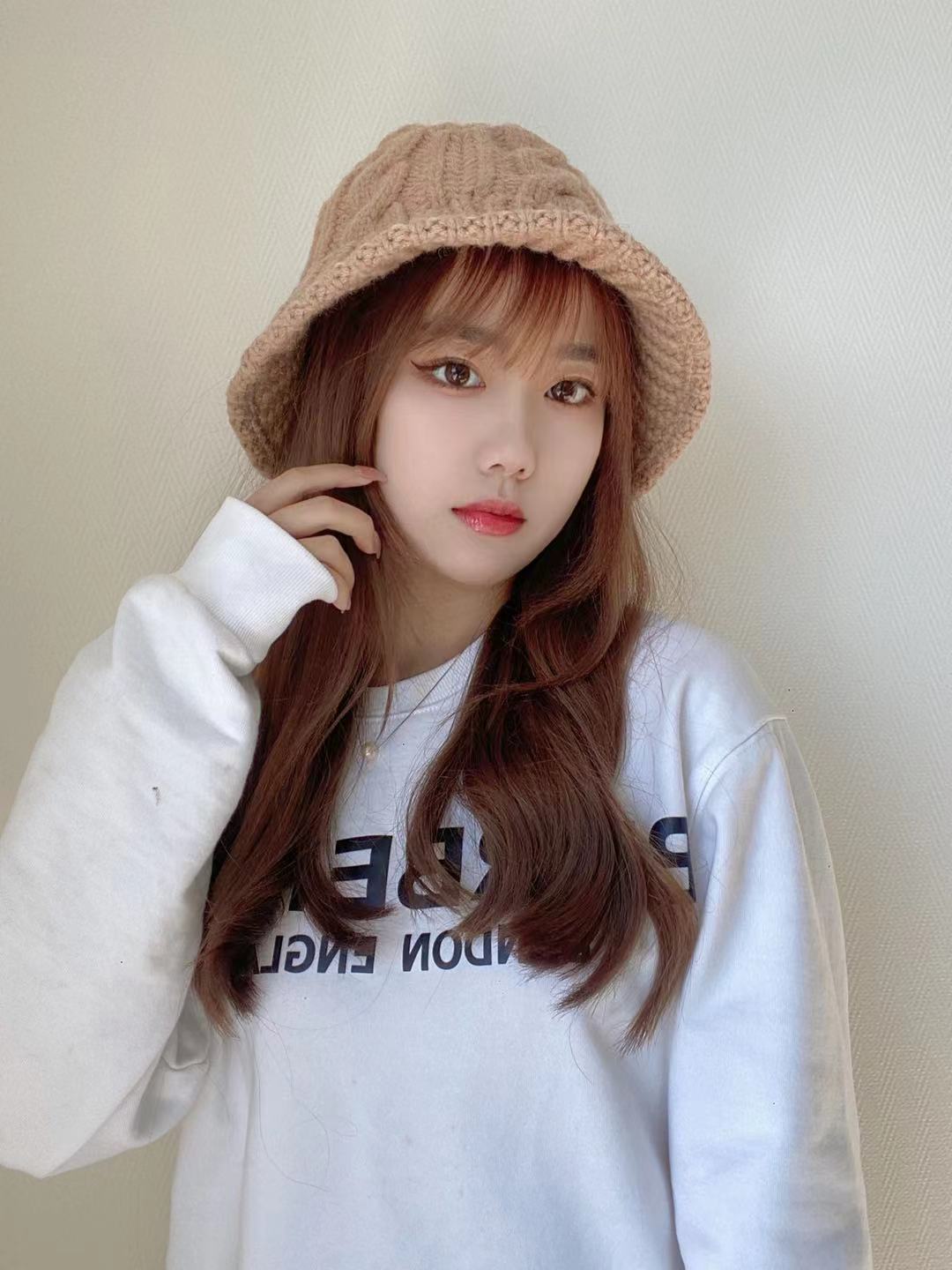 麻花渔夫帽模特图