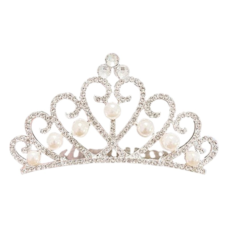 Corona de las niñas accesorios para el cabello rendimiento de cumpleaños de los niños brillante perla Rhinestone corona princesa peine del pelo vestido accesorios horquilla