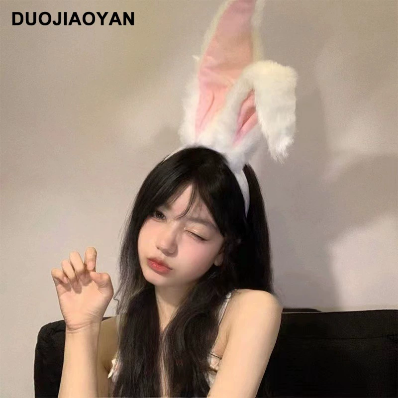 Headband Red Rabbit Lace Ears, Handmade Hair Accessory, High-Quality Graduation Party Style