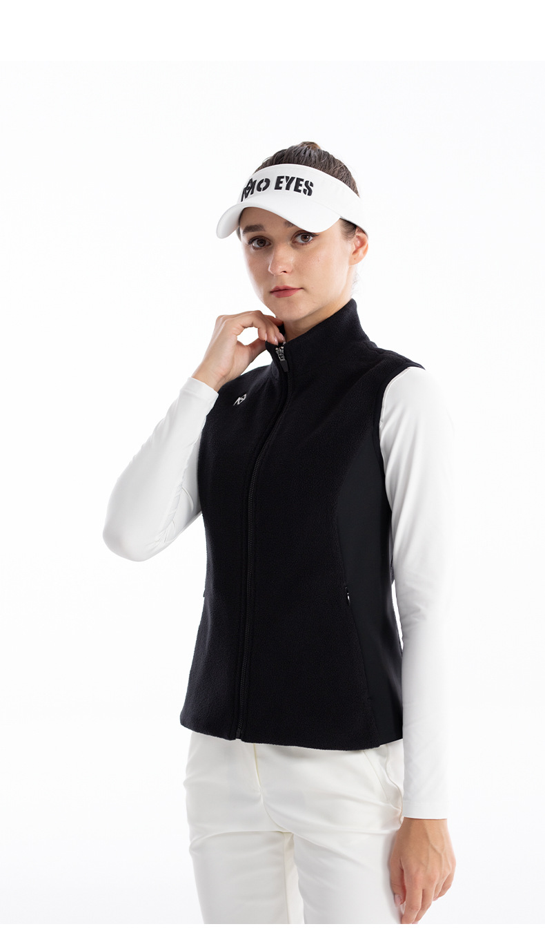 Áo ghi lê lông vũ nữ giữ ấm mùa thu đông – phong cách golf — M23YF025-Áo vest đen (lông cừu cực), M23YF025-Áo vest trắng (lông cừu cực) chi tiết 12
