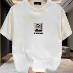 夏のトレンドの男の子用ピュアコットン半袖Tシャツ、厚手の220gハイエンドプリントラウンドネックTシャツ、ファッショナブルで多用途な半袖シャツ