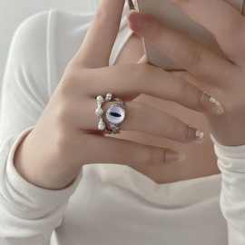 新款百搭可爱锆石兔子戒指女甜美开口指戒小众个性设计感甜酷指环