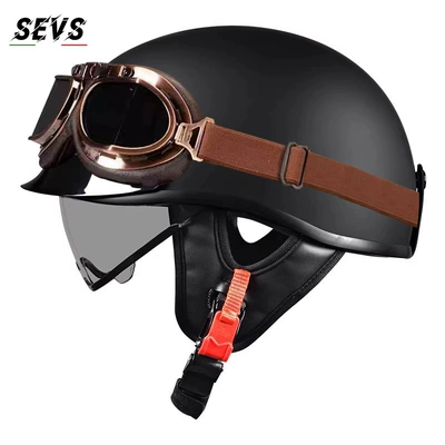 Motosiklet kaskı (dəbilqə) — men and women, summer scooter - semi-black-tea-mirror-copper-tea-mirror-m