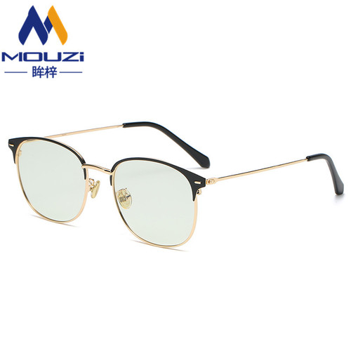 Anti-blue light computer glasses flat light changeable 5551 metal eyebrow retro half-rim glasses frame with myopia glasses