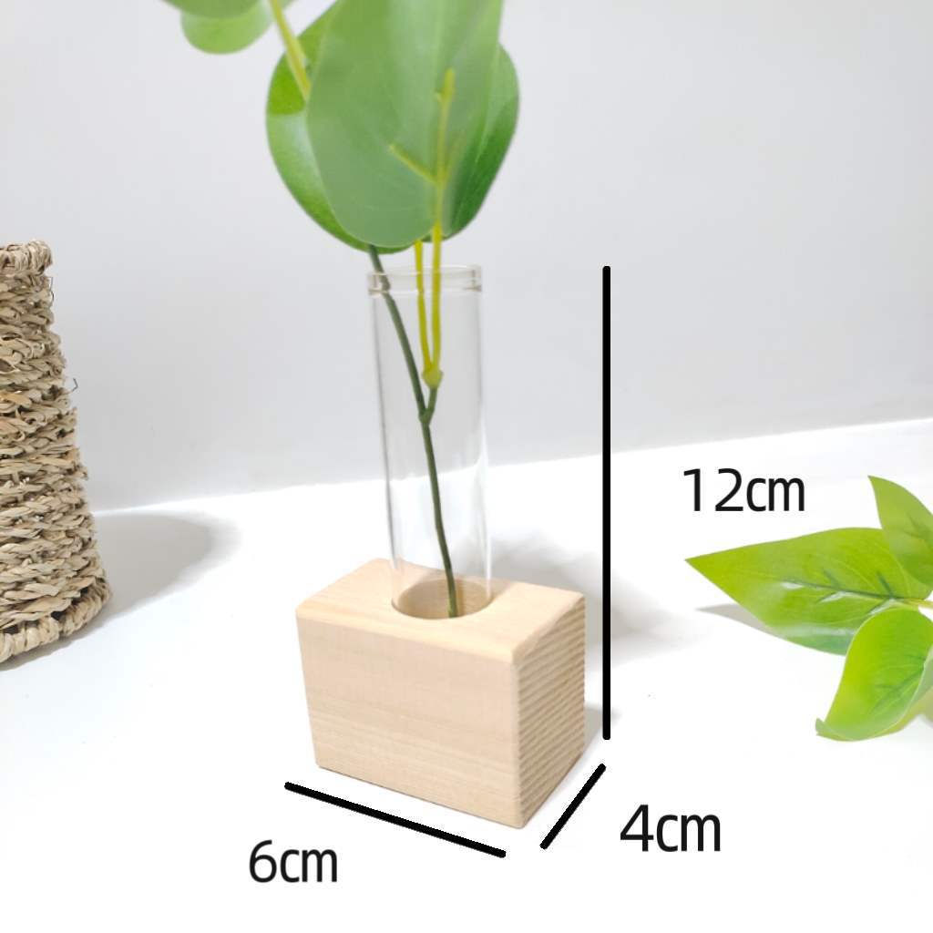 사각 통나무 모형 + 꽃병 1개 [식물 제외]