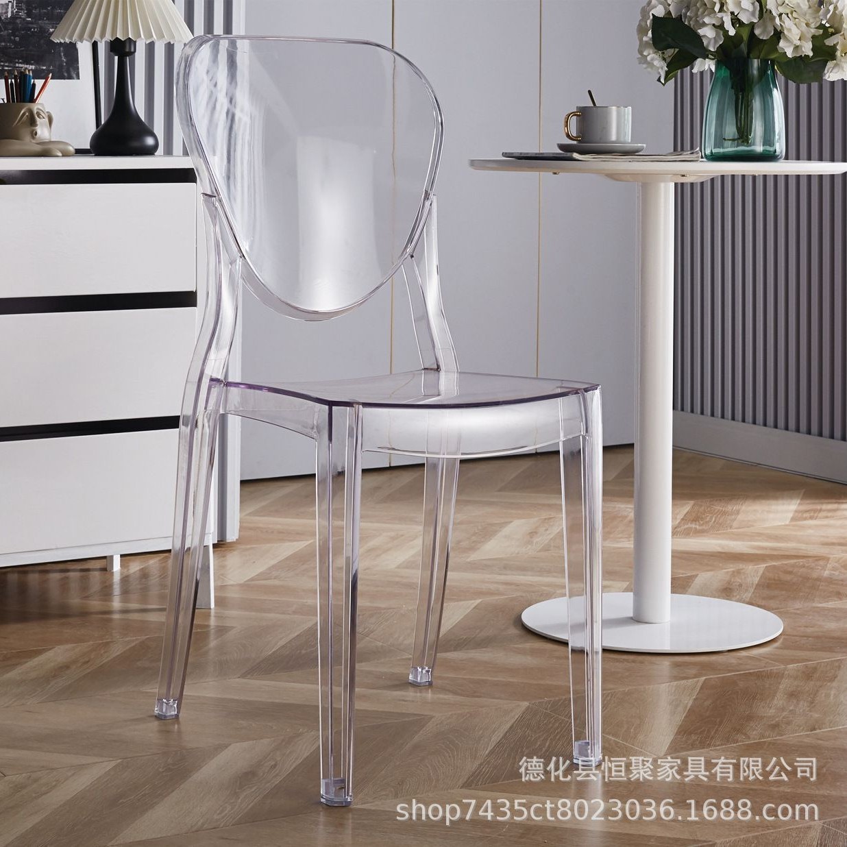Fábrica directa de acrílico silla de comedor boda al aire libre Napoleón silla de comedor hotel banquete silla transparente