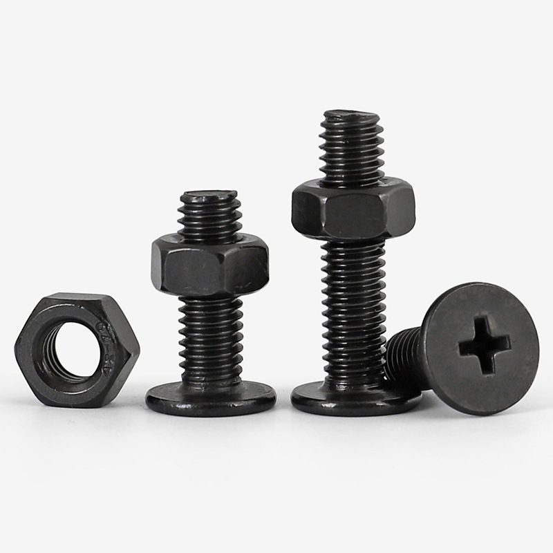 검정색 304 스테인레스 스틸 얇은 머리 십자 나사 너트 조합 CM 플랫 헤드 나사 짧은 머리 볼트 너트 CHUNFENG