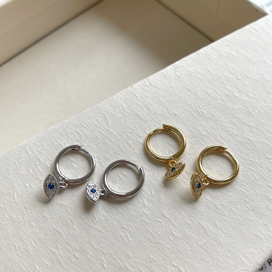 2g Weight 18K Gold Plated Plating Material Zircon Inlay Material Drop Earrings Classification 1 Pair 925 Sterling Silver Zircon Devil'S Eye Drop Earrings