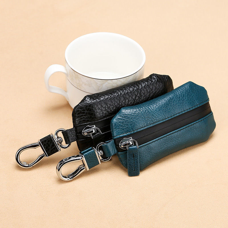 Men's and Women's Soft Leather Car High-End Key Bag Men's Universal Car Zipper Key Bag Storage Bag High-End